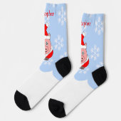 Schweine-Weihnachtsdesign Socken (Linkes Detail)