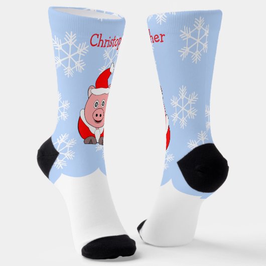 Schweine-Weihnachtsdesign Socken (Gewinkelt)