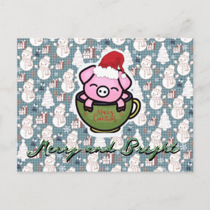 Schweine-Weihnachtskarte Feiertagspostkarte