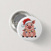 Schweine-Weihnachtsmann-Hut Xmas-Feiertag Schweinc Button (Vorne & Hinten)