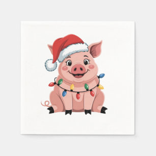 Schweine-Weihnachtsmann-Hut Xmas-Feiertag Schweinc Serviette