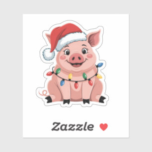 Schweine-Weihnachtsmann-Hut Xmas-Feiertag Xmas-Sch Aufkleber