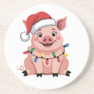 Schweine-Weihnachtsmann-Hut Xmas-Feiertag Xmas-Sch Getränkeuntersetzer