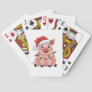 Schweine-Weihnachtsmann-Hut Xmas-Feiertag Xmas-Sch Spielkarten