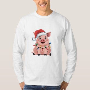 Schweine-Weihnachtsmann-Hut Xmas-Feiertag Xmas-Sch T-Shirt