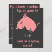 "Schweine werden fliegen!" Hochzeitseinladung Einladung (Vorne/Hinten)