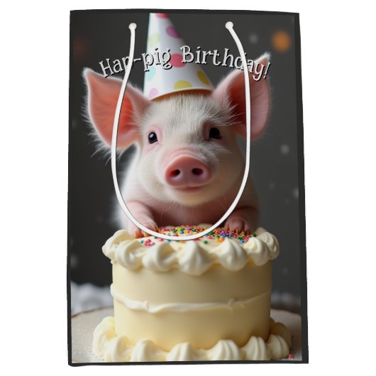 Schweine zum Geburtstag Mittlere Geschenktüte (Vorderseite)