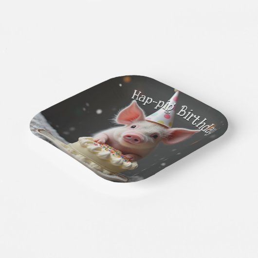 Schweine zum Geburtstag Pappteller (Gewinkelt)