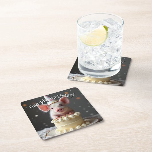 Schweine zum Geburtstag Rechteckiger Pappuntersetzer (Vor Ort)