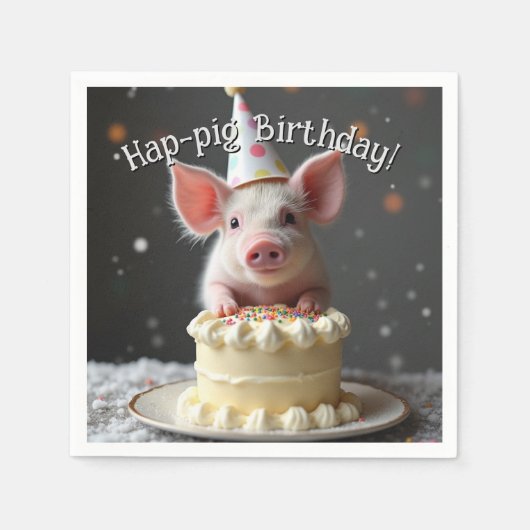 Schweine zum Geburtstag Serviette (Vorderseite)