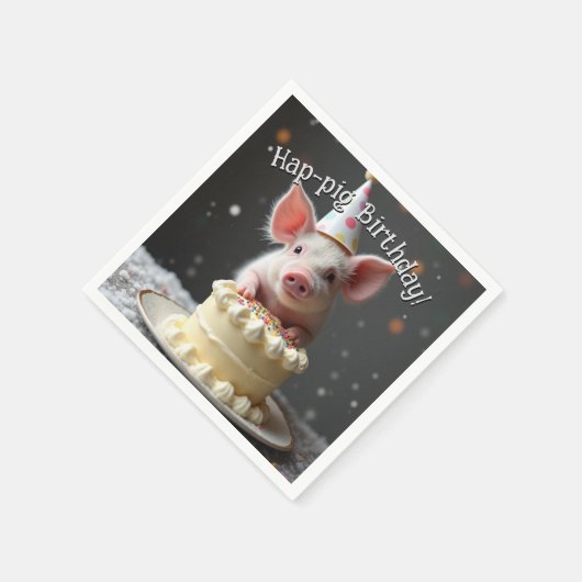Schweine zum Geburtstag Serviette (Ecke)