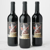 Schweine zum Geburtstag Weinetikett (Flaschen)