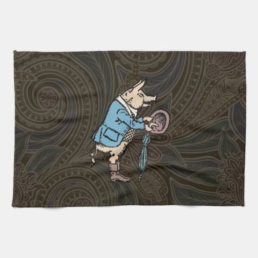 Schweinebacke Piggy Niedliche formale Antike Geschirrtuch (Horizontal)