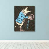 Schweinebacke Piggy Niedliche formale Antike Leinwanddruck (Insitu (Holzboden))