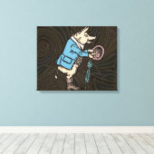 Schweinebacke Piggy Niedliche formale Antike Leinwanddruck (Insitu (Holzboden))