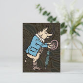 Schweinebacke Piggy Niedliche formale Antike Postkarte (Stehend Vorderseite)