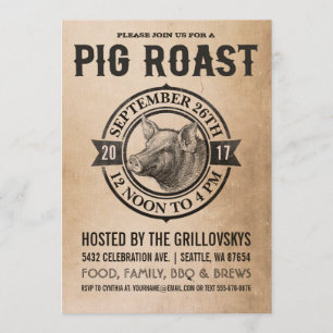 Schweinebraten-Einladungen im Vintage-Stil Einladung
