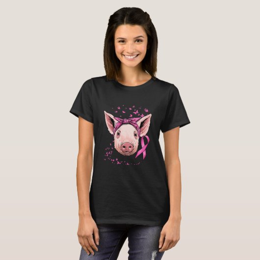 Schweinebrüstkrebs-Bewusstsein rosa T-Shirt (Vorne ganz)