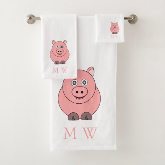 Schweinedesign-Monogramm Badhandtuch Set (Insitu)