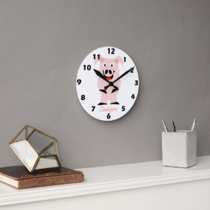 Schweinedesign Personalisiert Runde Wanduhr