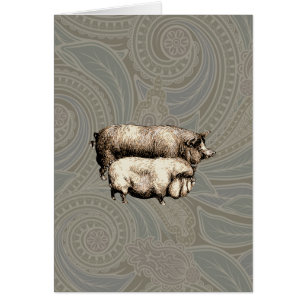 Schweinefarm Land Antike Illustration Kunst, Dicht