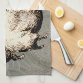 Schweinefarm Land Antike Illustration Kunst, Dicht Geschirrtuch (Viertel Falte)