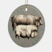 Schweinefarm Land Antike Illustration Kunst, Dicht Keramik Ornament (Links)