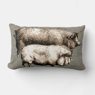 Schweinefarm Land Antike Illustration Kunst, Dicht Lendenkissen