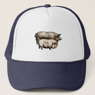 Schweinefarm Land Antike Illustration Kunst, Dicht Truckerkappe