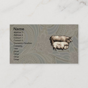 Schweinefarm Land Antike Illustration Kunst, Dicht Visitenkarte