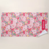 Schweinefarm Tierblume Rustikal Personalisiert Strandtuch (Vorderseite)