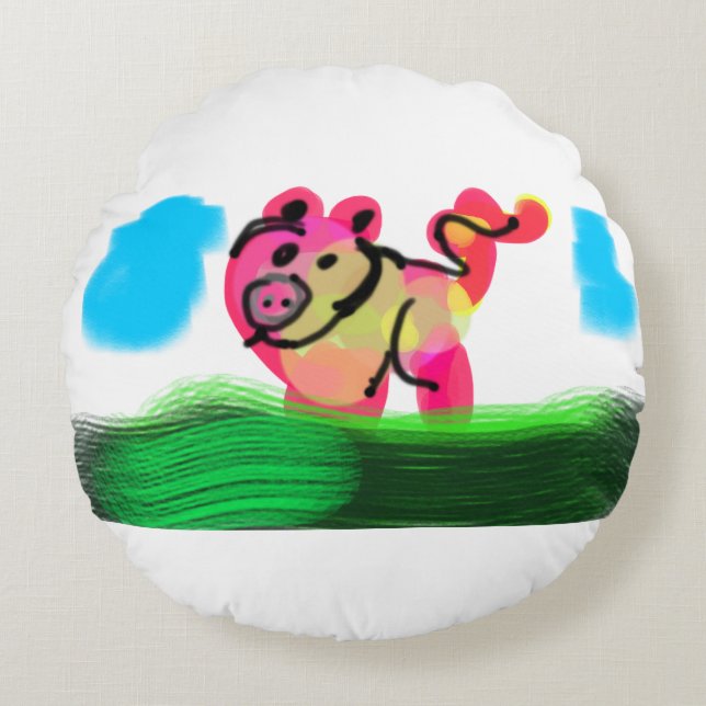 Schweinefederung  rundes kissen (Vorderseite)