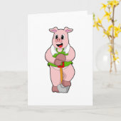 Schweinefleisch als Bauer mit Shovel Karte (Gelbe Blume)