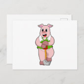 Schweinefleisch als Bauer mit Shovel Postkarte (Vorne/Hinten)