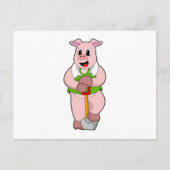 Schweinefleisch als Bauer mit Shovel Postkarte (Vorderseite)