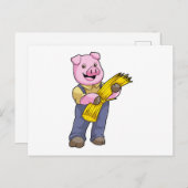 Schweinefleisch als Bauer mit Stroh Postkarte (Vorne/Hinten)