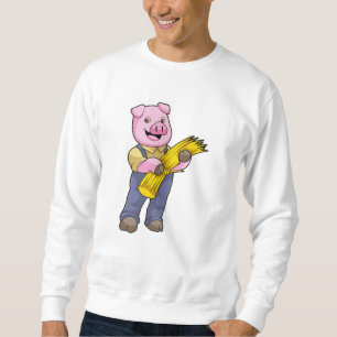 Schweinefleisch als Bauer mit Stroh Sweatshirt