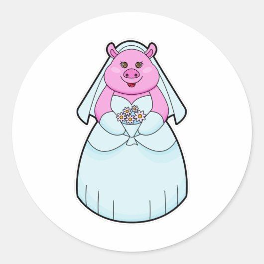 Schweinefleisch als Brille mit Schleier Runder Aufkleber (Vorderseite)