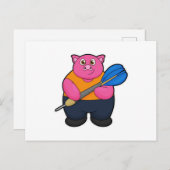 Schweinefleisch als Dart-Spieler mit Darts Postkarte (Vorne/Hinten)