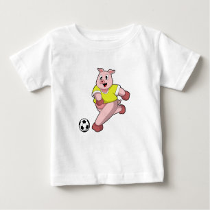 Schweinefleisch als Fußball-Spieler mit Fußball Baby T-shirt