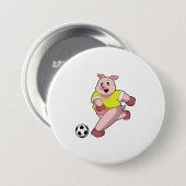 Schweinefleisch als Fußball-Spieler mit Fußball Button (Vorne & Hinten)