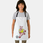 Schweinefleisch als Fußball-Spieler mit Fußball Schürze (Insitu)