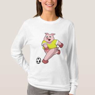 Schweinefleisch als Fußball-Spieler mit Fußball T-Shirt