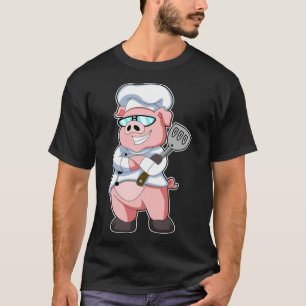 Schweinefleisch als Koch mit Kochen Schürze & Geb T-Shirt