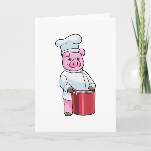 Schweinefleisch als Koch mit Kochkochtopf Karte (Vorderseite)