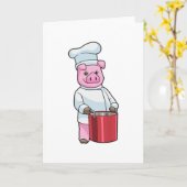 Schweinefleisch als Koch mit Kochkochtopf Karte (Gelbe Blume)