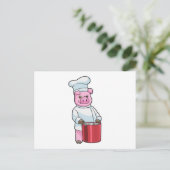 Schweinefleisch als Koch mit Kochkochtopf Postkarte (Stehend Vorderseite)