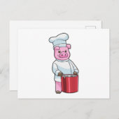 Schweinefleisch als Koch mit Kochkochtopf Postkarte (Vorne/Hinten)