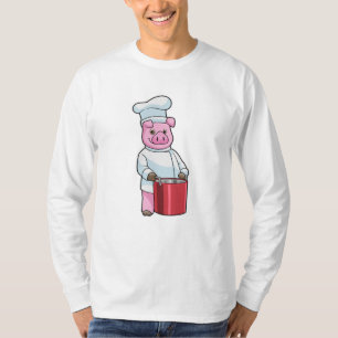 Schweinefleisch als Koch mit Kochkochtopf T-Shirt