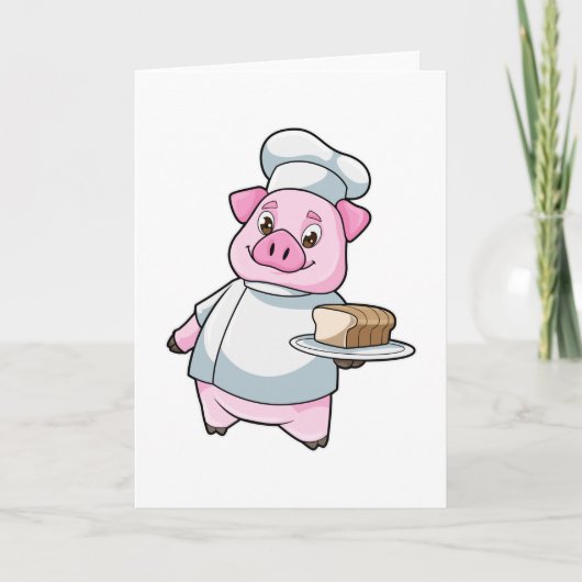 Schweinefleisch als Koch mit Platter und Kuchen Karte (Vorderseite)